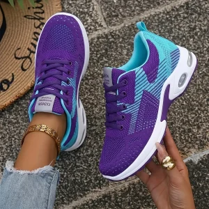 Women Breathable Woven Mesh Cushion Running Shoes