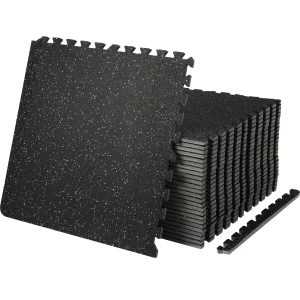 SucceBuy 25/12/6 PCS 1/2 in Thick Gym Floor Mats EVA Foam & Rubber Top Interlocking Workout Floor Mats Waterproof Exercise Mats